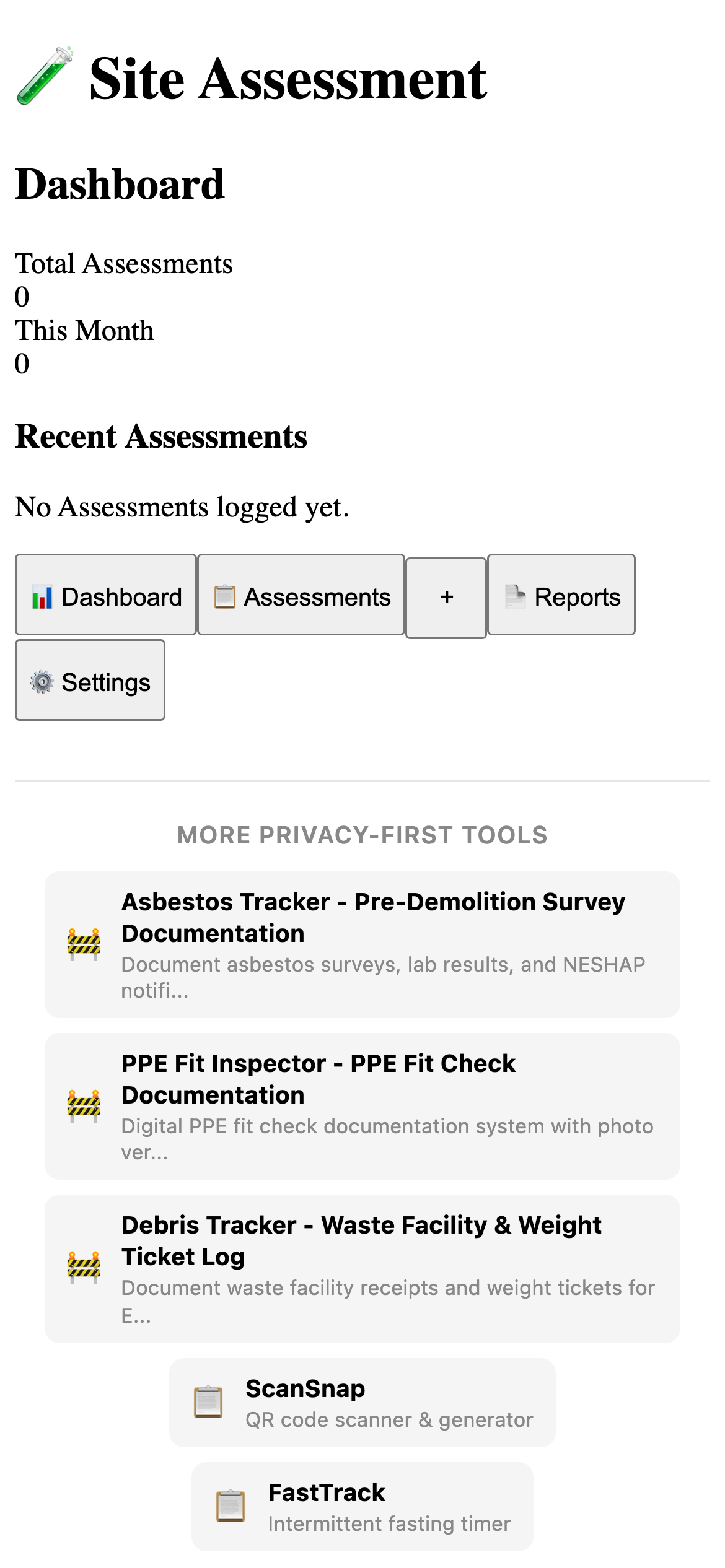 Site Assessment - Phase I/II ESA & Hazmat Manager Pro main interface